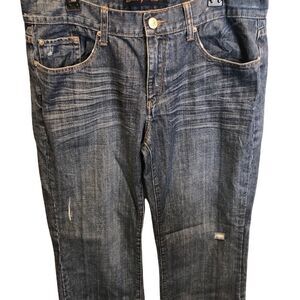 Seven7 Men's Relaxed Flap Pocket Jeans 36x34 Medium Wash Distressed SM74 Denim